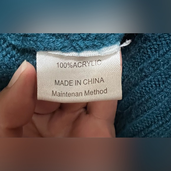 Zesica Dark Teal Blue Cable Knit Button Up Cardigan Fall Winter Office Casual - Picture 6 of 6